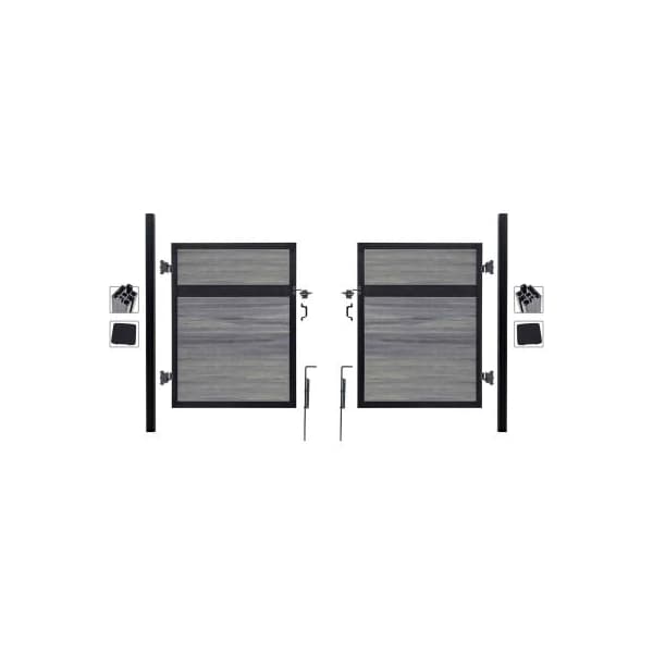 Jewett Cameron Companies Estate 10'W x 6'H Oxford Grey Aluminum/Composite Adjustable Fence Double Gate Kit- IN GROUND ONLY EF ET2206 - main